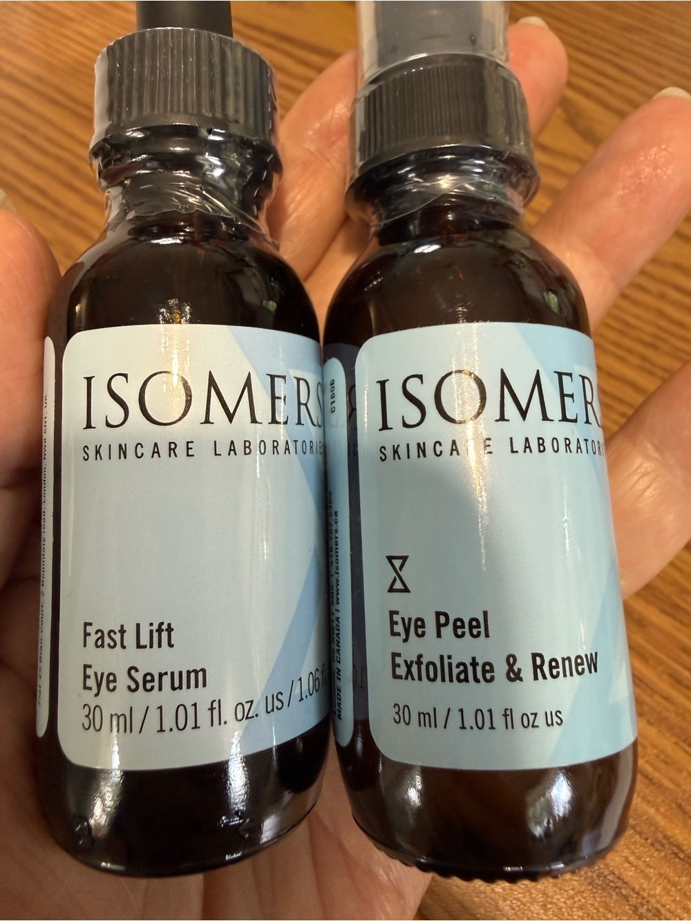 Isomers Duo Eye Treatment - Fast Lift Serum & Eye Peel Exfoliate & Renew 1 oz ea